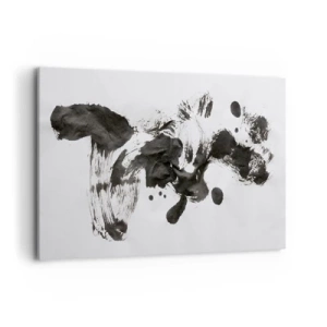 Quadro su tela - Stampe su Tela - Composizione astratta di macchie nere su sfondo bianco - 120x80cm - C'è un senso nella follia? - Decorazione murale moderna per soggiorno e camera da letto ARTTOR
