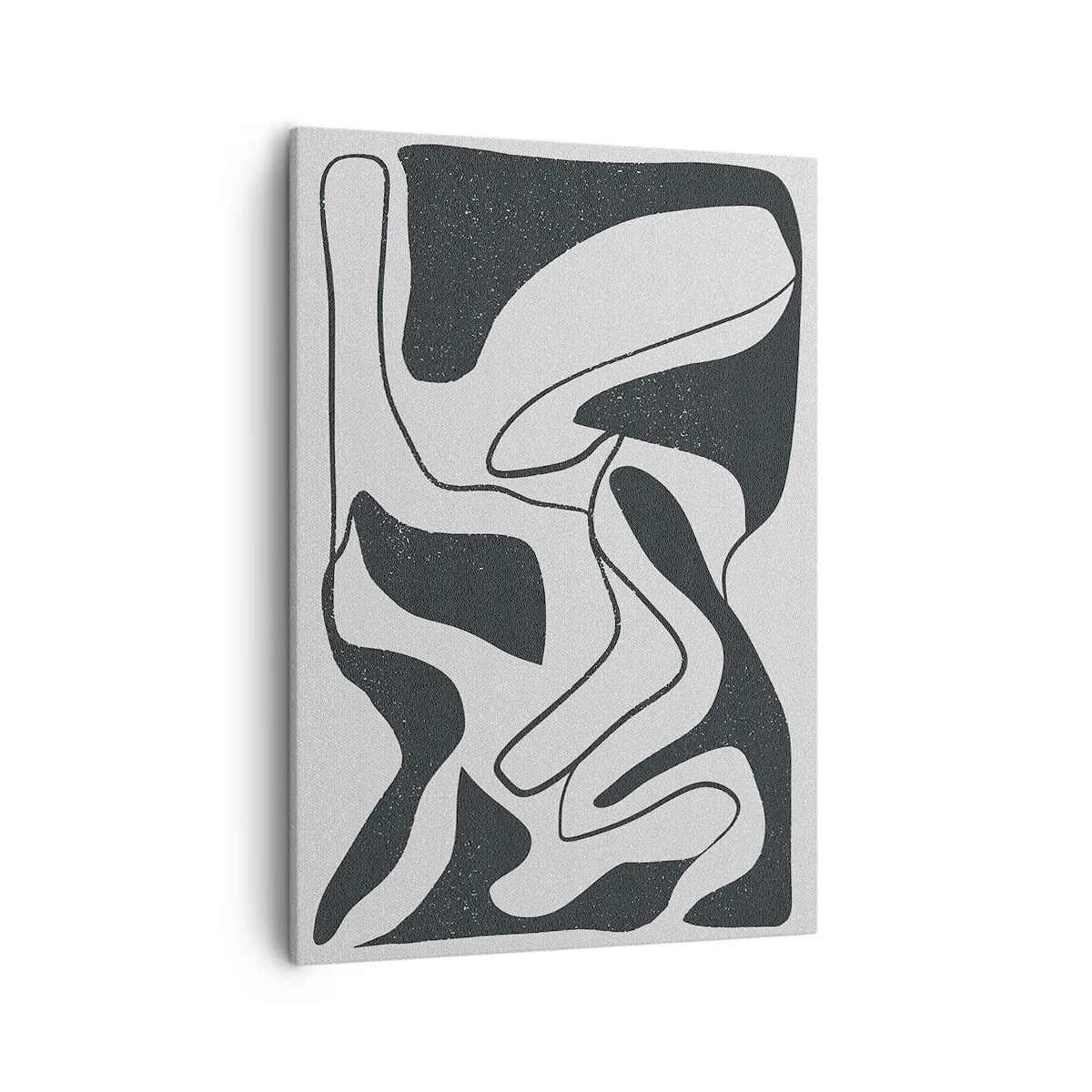Quadro su tela - Stampe su Tela - Astrazione in bianco e nero con forme organiche - 50x70cm - Gioco astratto nel labirinto - Decorazione murale moderna per soggiorno e camera da letto ARTTOR