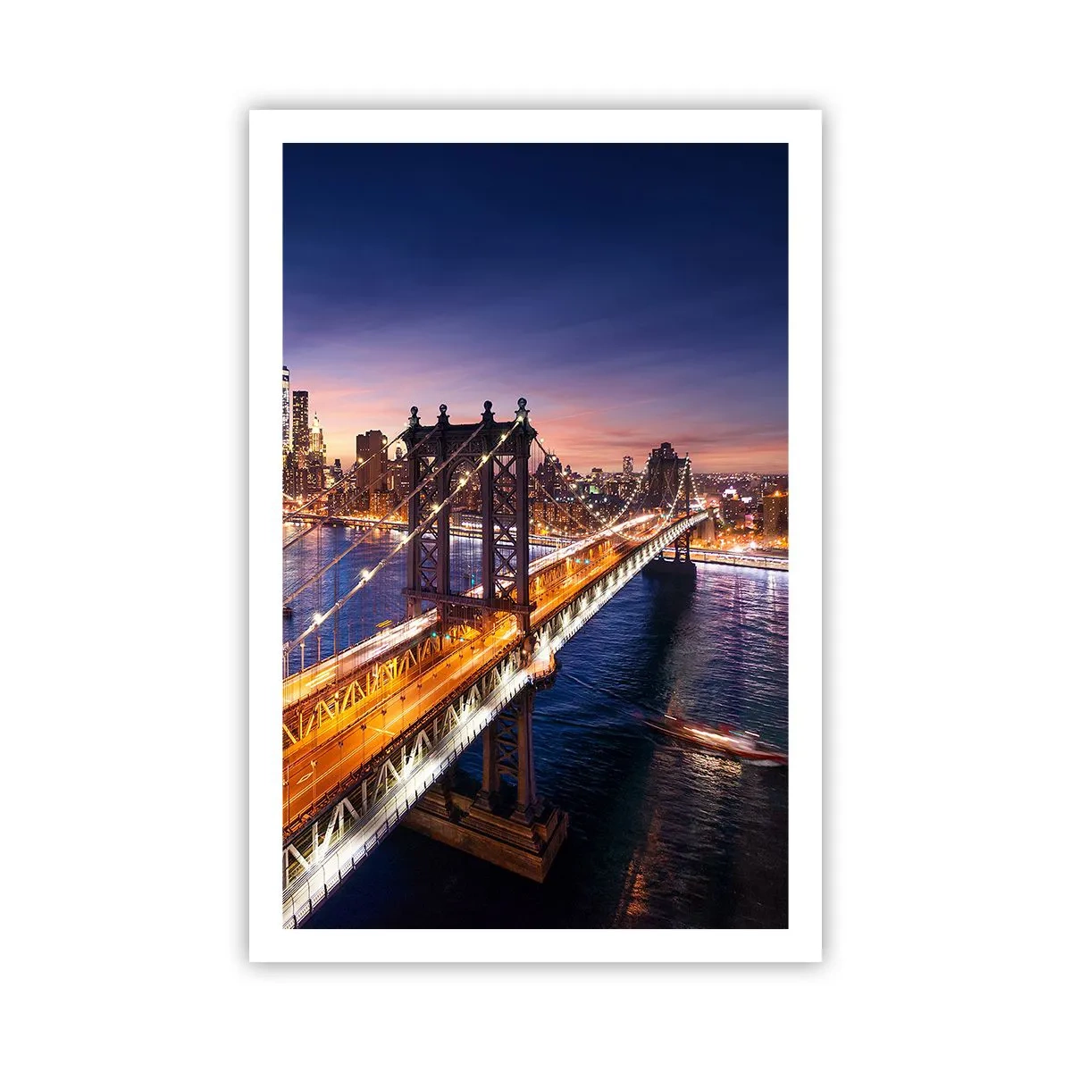 Poster - Il ponte luminoso fino al cuore della città - 61x91 cm