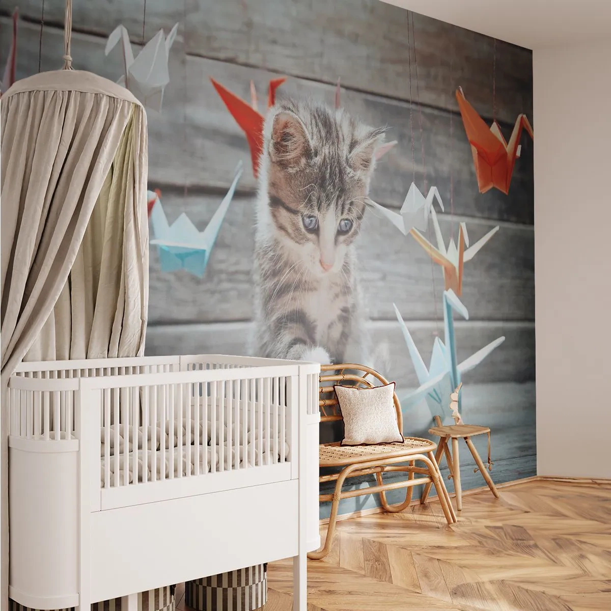 Fotomurali Premium Sand - Prima lezione - Animali, Gatto, Origami - 100x70 cm