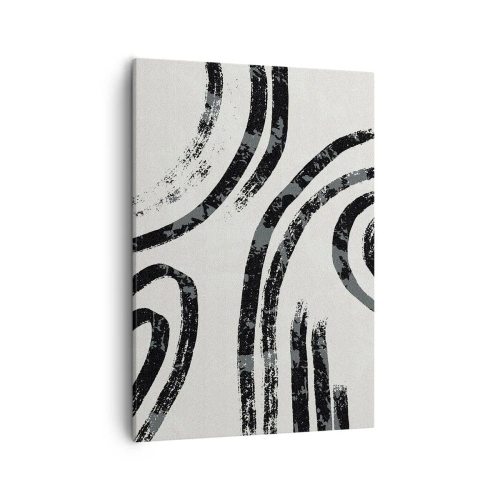 Quadro su tela - Stampe su Tela - Linee astratte in bianco e nero su uno sfondo chiaro - 50x70cm - Interrotto a metà - Decorazione murale moderna per soggiorno e camera da letto ARTTOR