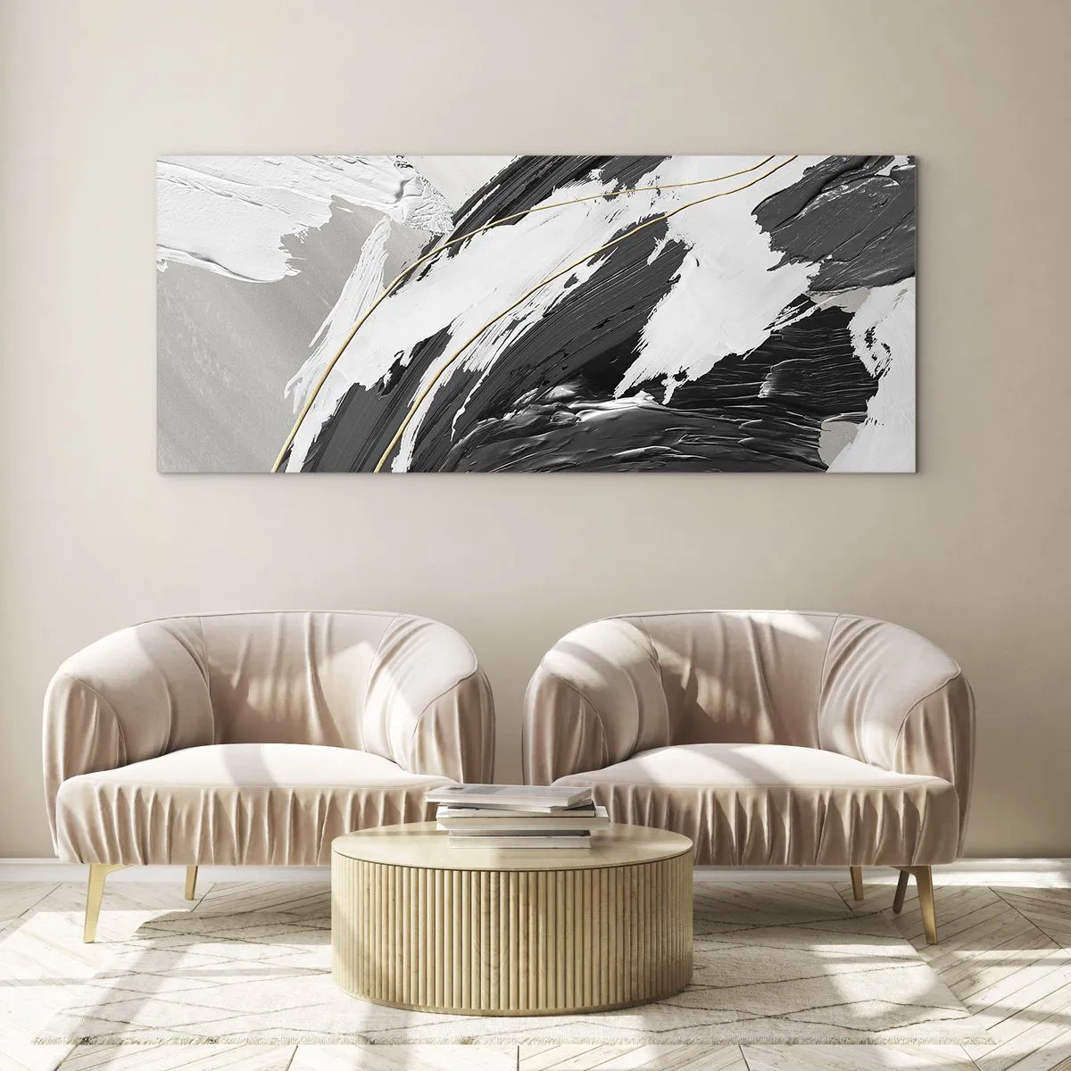 Quadro su vetro - Astrazione con sfarzo - 100x40 cm