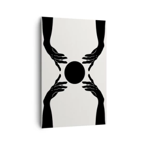 Quadro su tela - Stampe su Tela - Mani nere in una composizione simmetrica con una palla - 80x120cm - Segno misterioso - Decorazione murale moderna per soggiorno e camera da letto ARTTOR