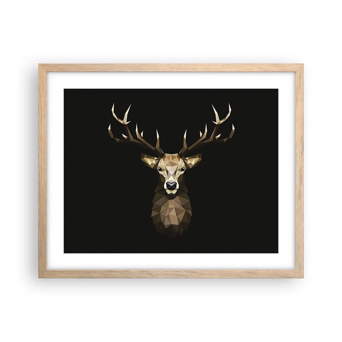 Poster in cornice rovere chiaro - Cervo cubista - 50x40 cm