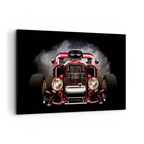 Quadro su tela - Stampe su Tela - Auto da corsa classica rossa su sfondo scuro - 120x80cm - Fast and furiously beautiful - Decorazione murale moderna per soggiorno e camera da letto ARTTOR