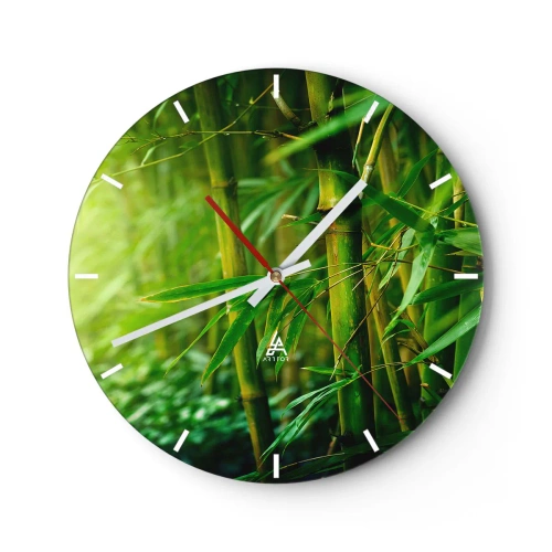 Orologio da parete - Orologio in Vetro - Una foresta di bambù dalle intense tonalità di verde - 30x30cm - Conoscere il verde in sé - Decorazione murale moderna per soggiorno, cucina e camera da letto ARTTOR
