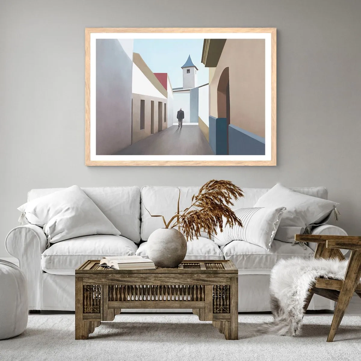 Poster in cornice rovere chiaro - Passeggiata assolata - 91x61 cm