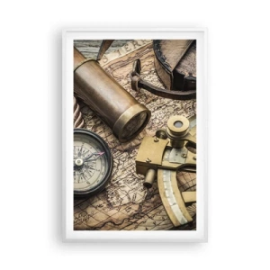 Poster in cornice bianca - Traccia la rotta - 61x91 cm