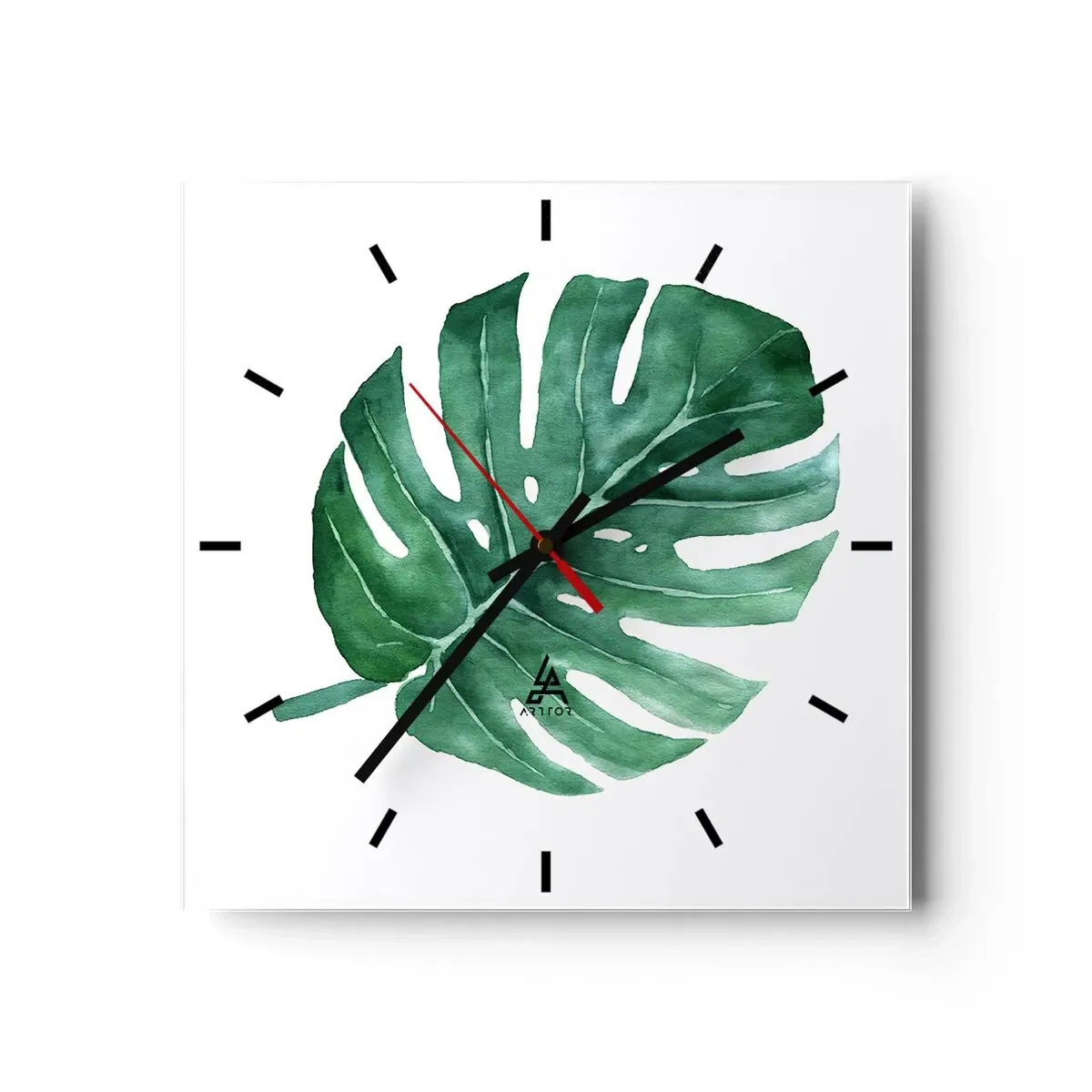 Orologio da parete - Orologio in Vetro - Concetto verde - 40x40 cm