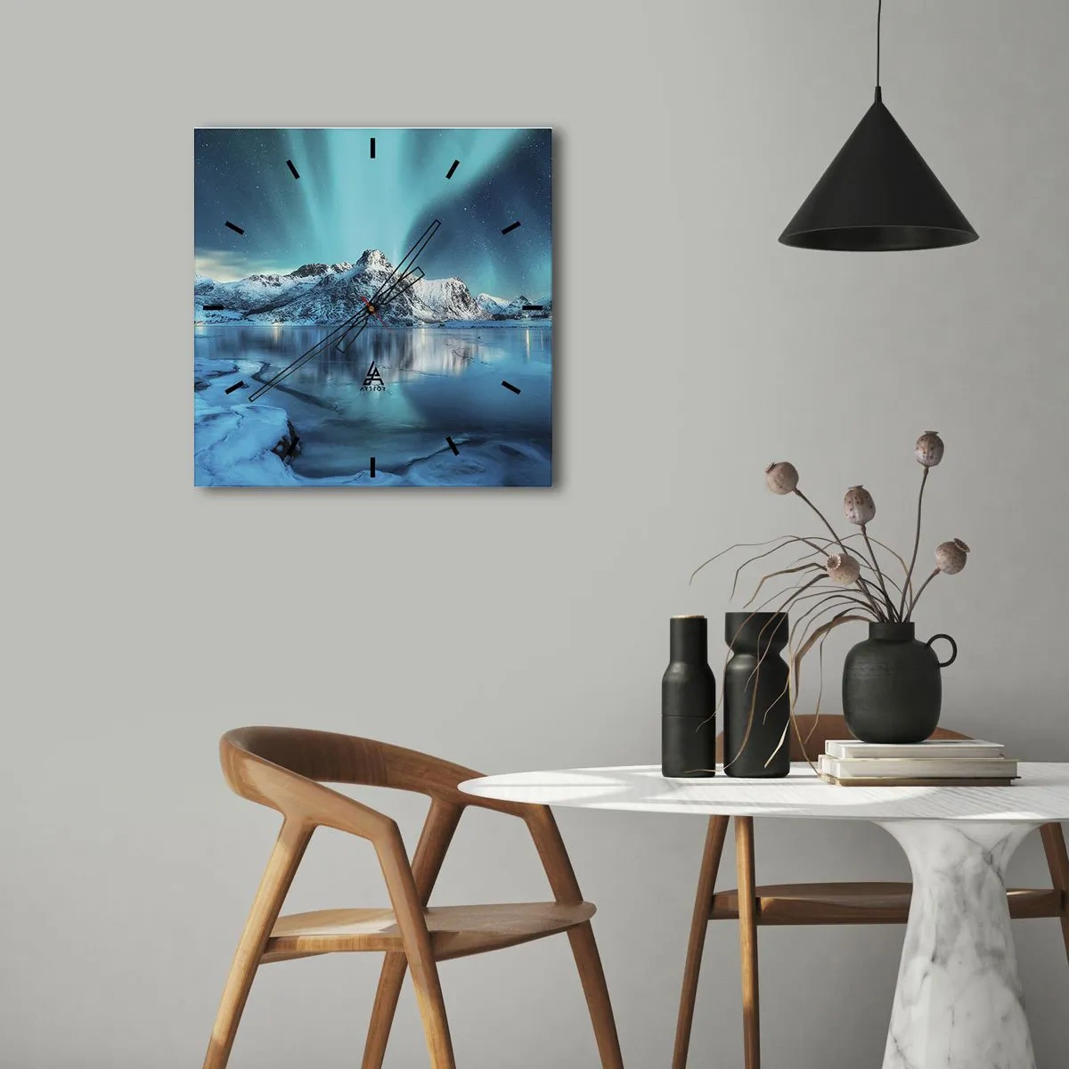 Orologio da parete - Orologio in Vetro - Notte di luce - 40x40 cm