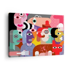 Quadro su tela - Stampe su Tela - Astrazione colorata con facce geometriche - 70x50cm - Mi manda Picasso - Decorazione murale moderna per soggiorno e camera da letto ARTTOR