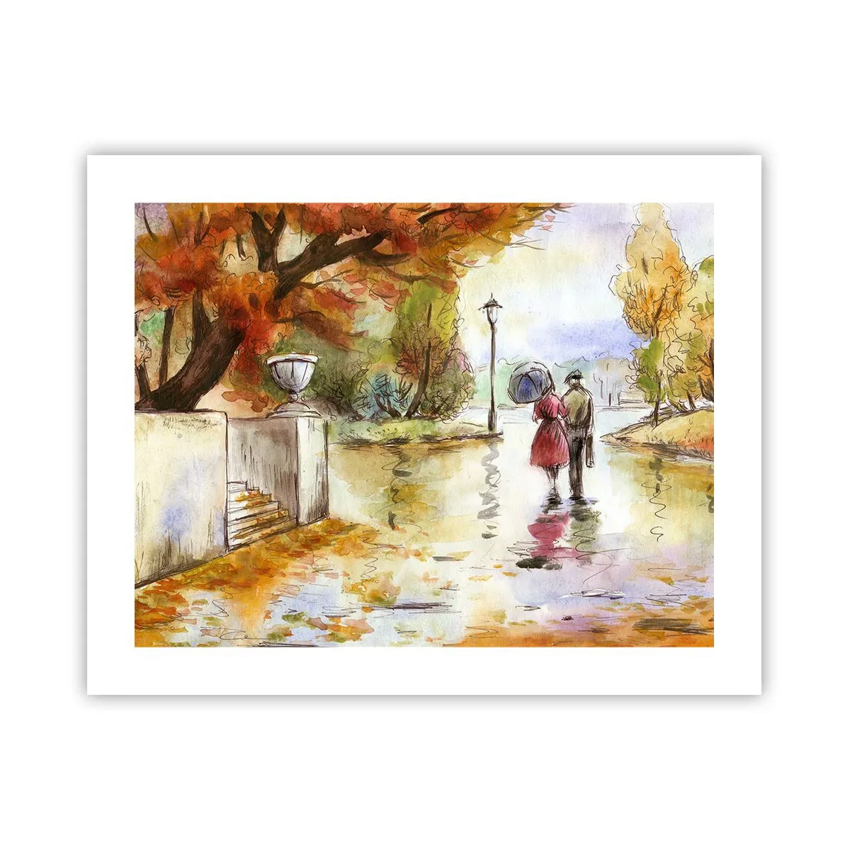 Poster - Autunno romantico nel parco - 50x40 cm