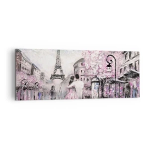 Quadro su tela - Stampe su Tela - Una passeggiata romantica a Parigi vicino alla Torre Eiffel - 140x50cm - Se innamorarsi, allora solo a... - Decorazione murale moderna per soggiorno e camera da letto ARTTOR