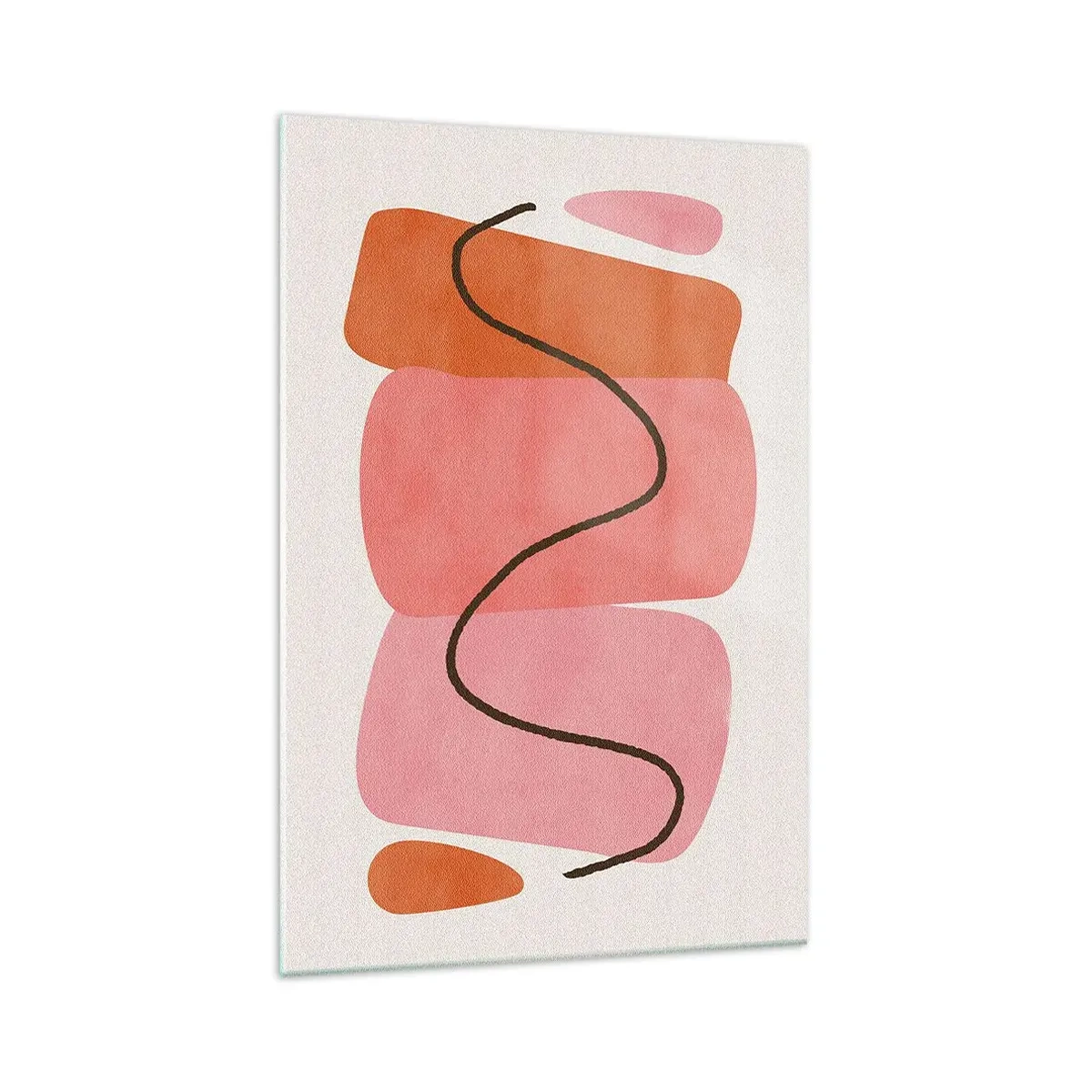 Quadro su vetro - Forme astratte nelle tonalità del rosa e dell'arancione - 70x100cm - Il delicato movimento delle forme - Decorazione murale moderna per soggiorno e camera da letto ARTTOR