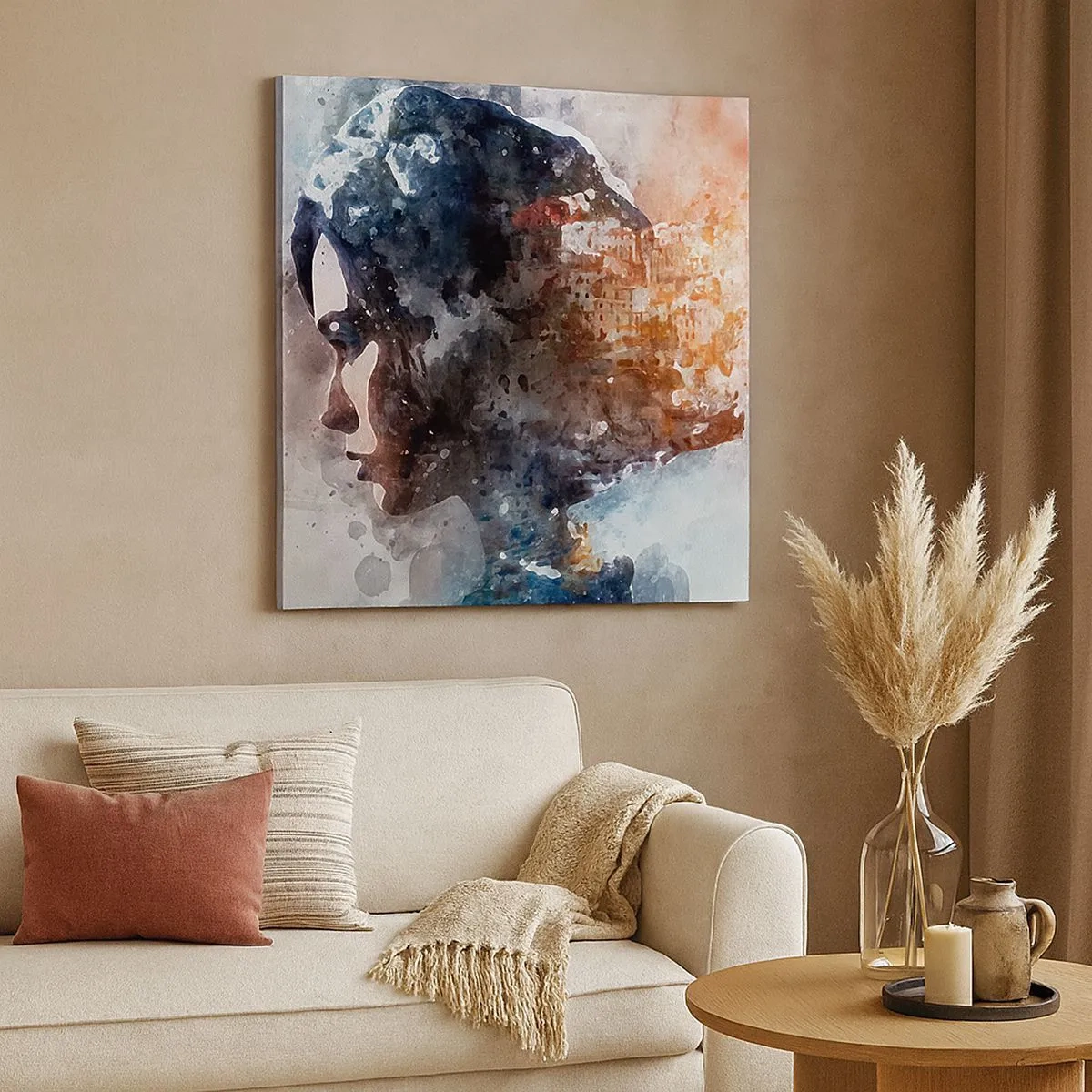 Quadro su tela - Stampe su Tela - Racconto su una ragazza con città sullo sfondo - 30x30 cm