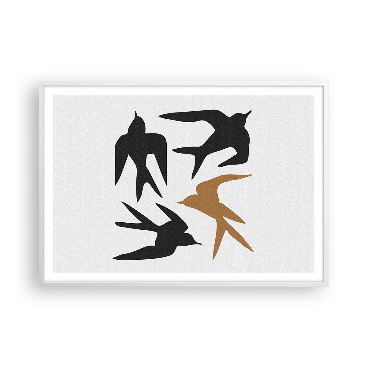 Poster in cornice bianca - Giochi di rondini - 100x70 cm