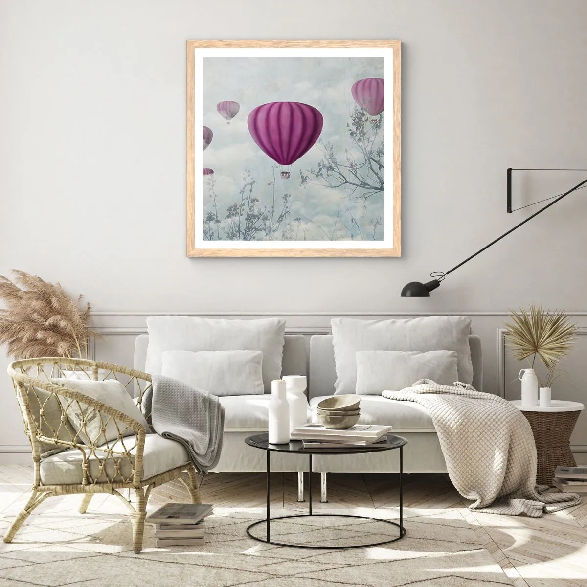 Poster in cornice rovere chiaro - Come navi nel cielo - 60x60 cm