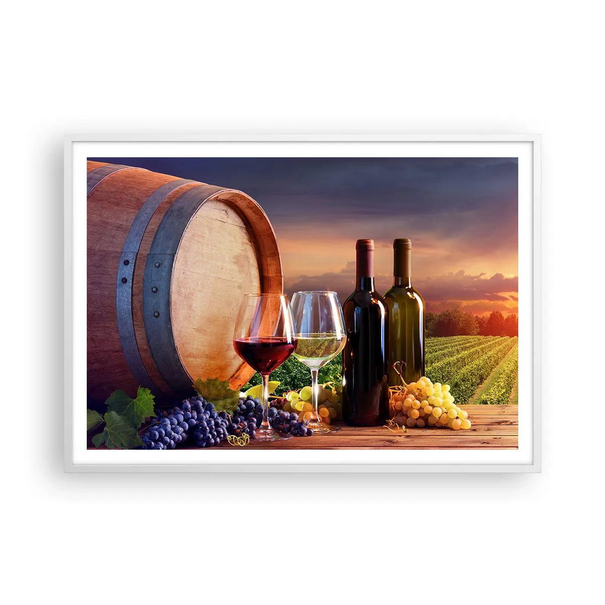 Poster in cornice bianca - Qui la vita ha gusto - 100x70 cm