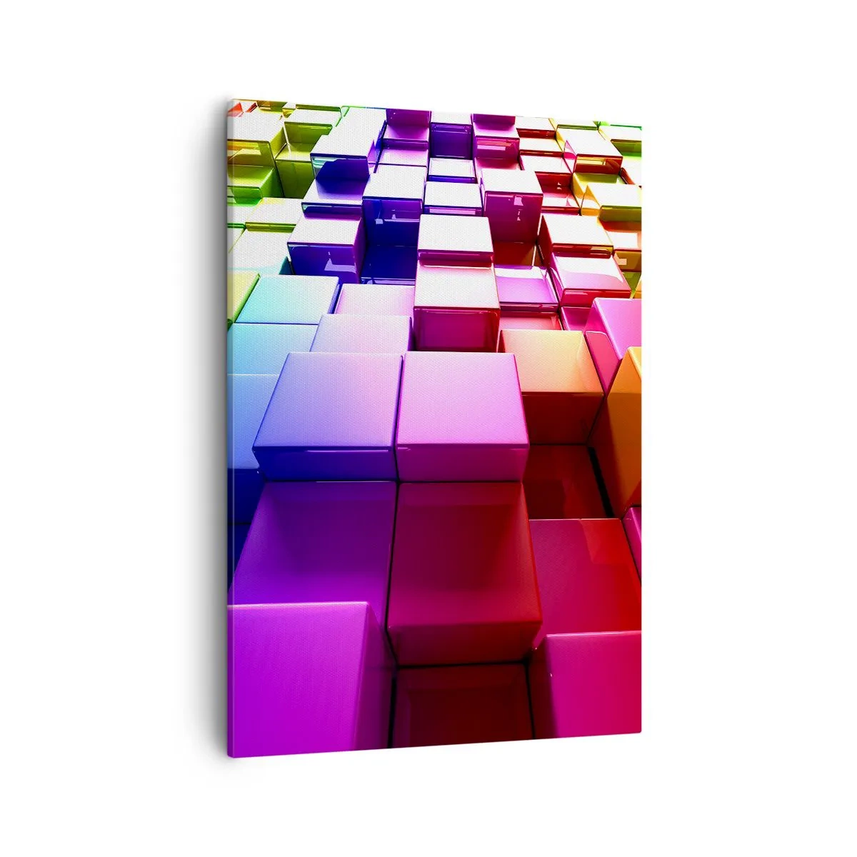 Quadro su tela - Stampe su Tela - Cubi geometrici 3D colorati - 50x70cm - Op Art insieme in squadra - Decorazione murale moderna per soggiorno e camera da letto ARTTOR