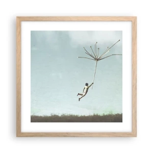 Poster in cornice rovere chiaro - Aquiloni, denti di leone, vento - 40x40 cm