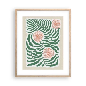 Poster in cornice rovere chiaro - Fioritura nel verde - 40x50 cm