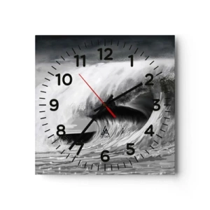 Orologio da parete - Orologio in Vetro - La furia dell'oceano - 30x30 cm