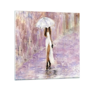 Quadro su vetro - Nella pioggia lilla - 50x50 cm