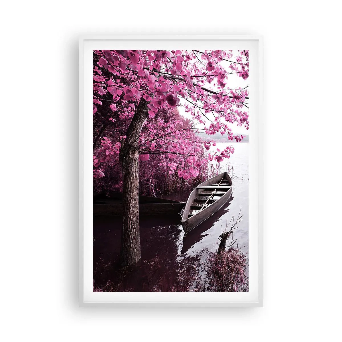 Poster in cornice bianca - Nel silenzio rosa - 61x91 cm