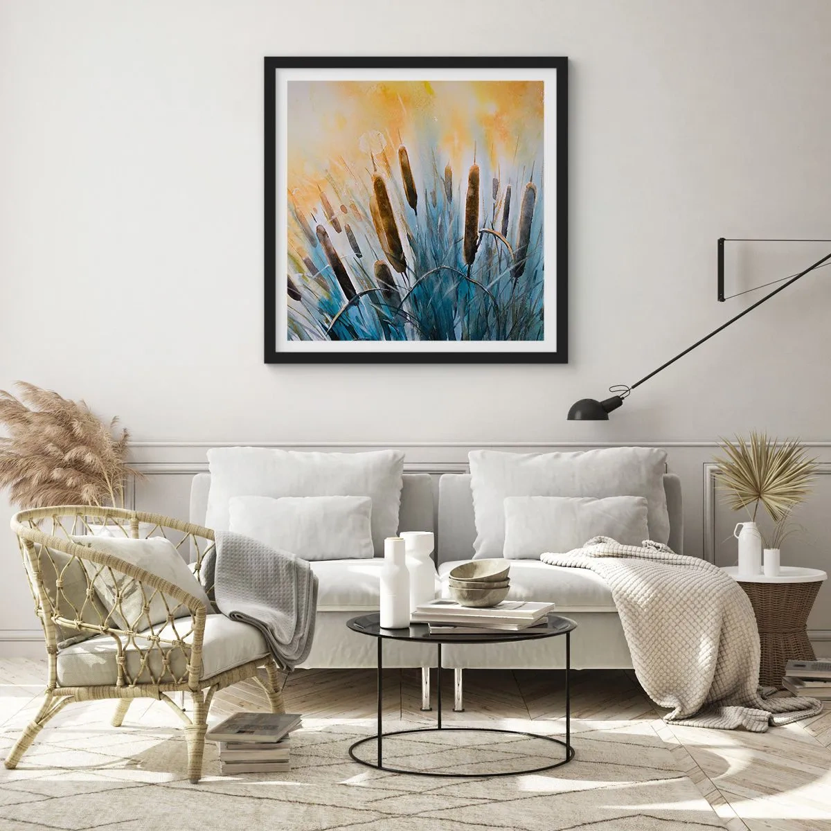 Poster in cornice nera - Fresco dell'acqua, calore del sole - 40x40 cm