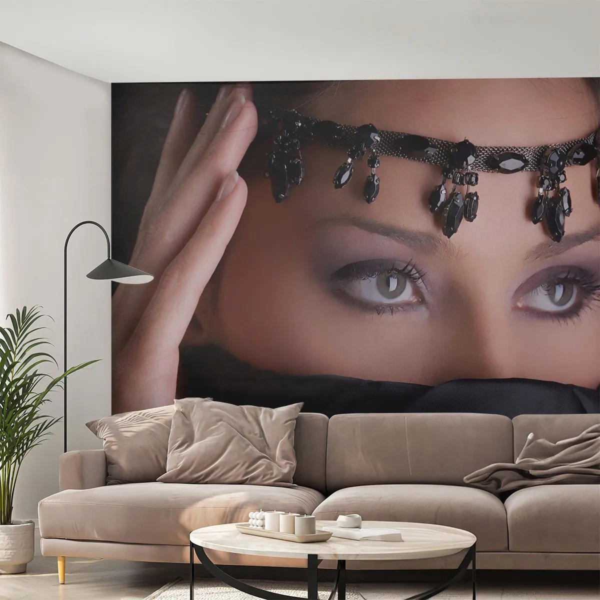 Fotomurali Premium Canvas - Misteriosa tentatrice d'oriente - Donna, Occhi, Cultura - 350x256 cm