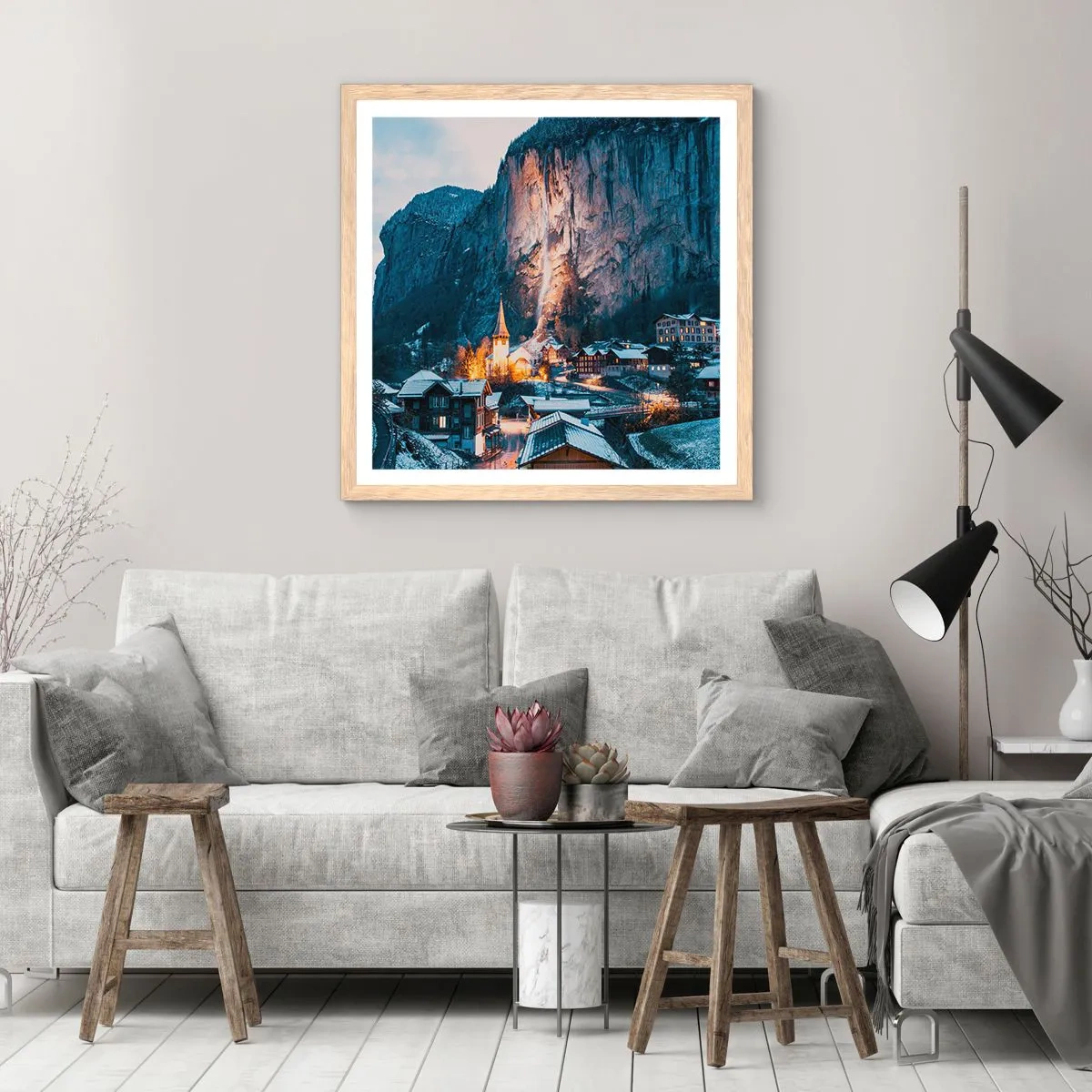 Poster in cornice rovere chiaro - Lo spirito luminoso dell'inverno - 40x40 cm