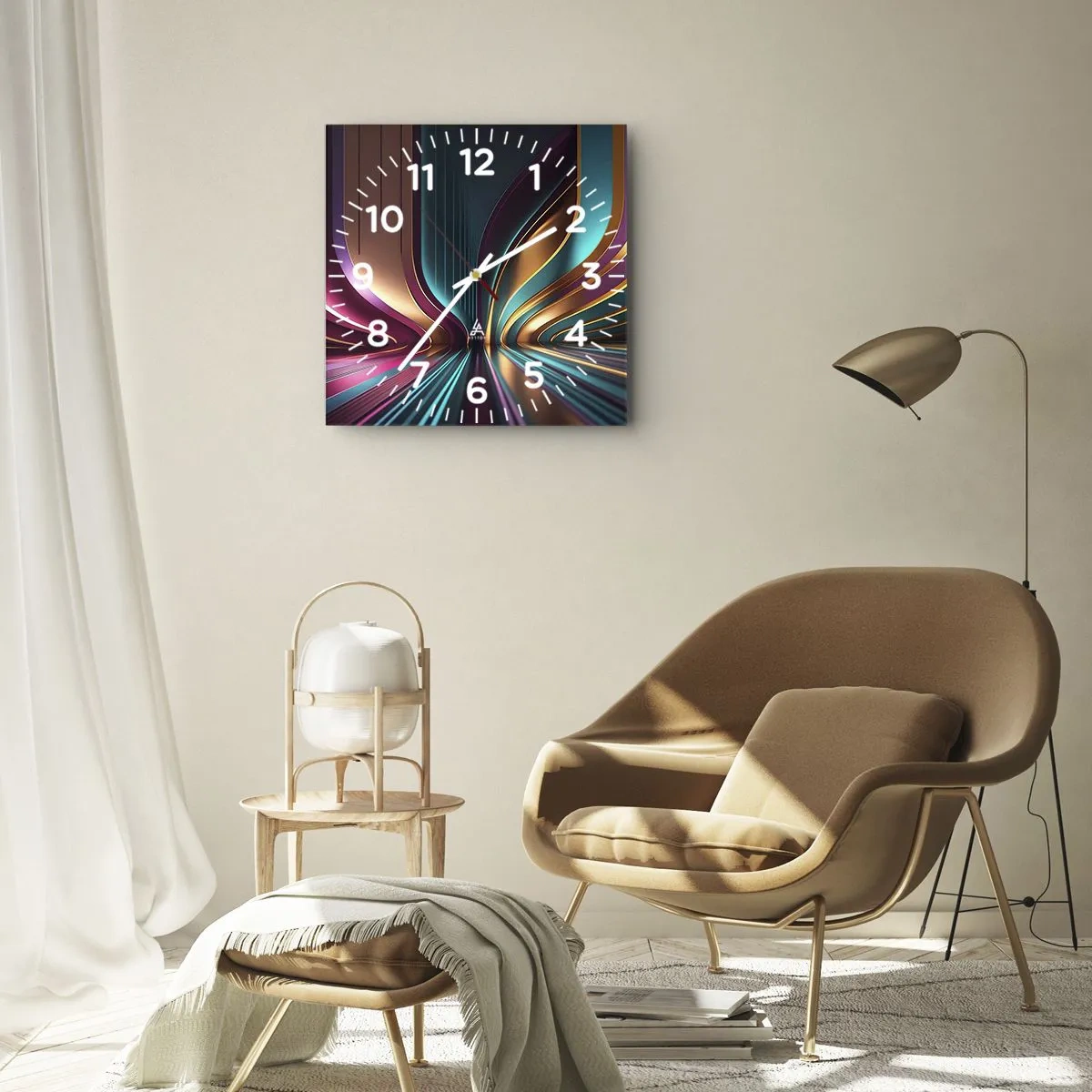 Orologio da parete - Orologio in Vetro - Architettura di luce - 40x40 cm