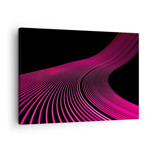 Quadro su tela - Stampe su Tela - Linee futuristiche nei toni del rosa su sfondo nero - 70x50cm - Il viale della luce - Decorazione murale moderna per soggiorno e camera da letto ARTTOR