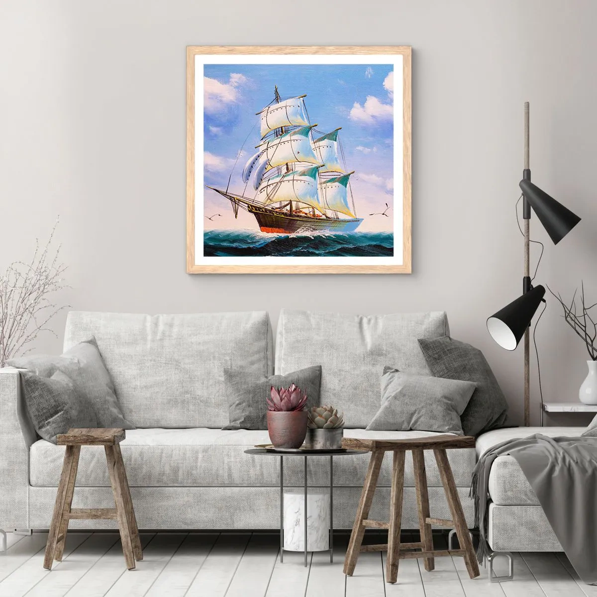 Poster in cornice rovere chiaro - Con orgoglio nel vento - 60x60 cm