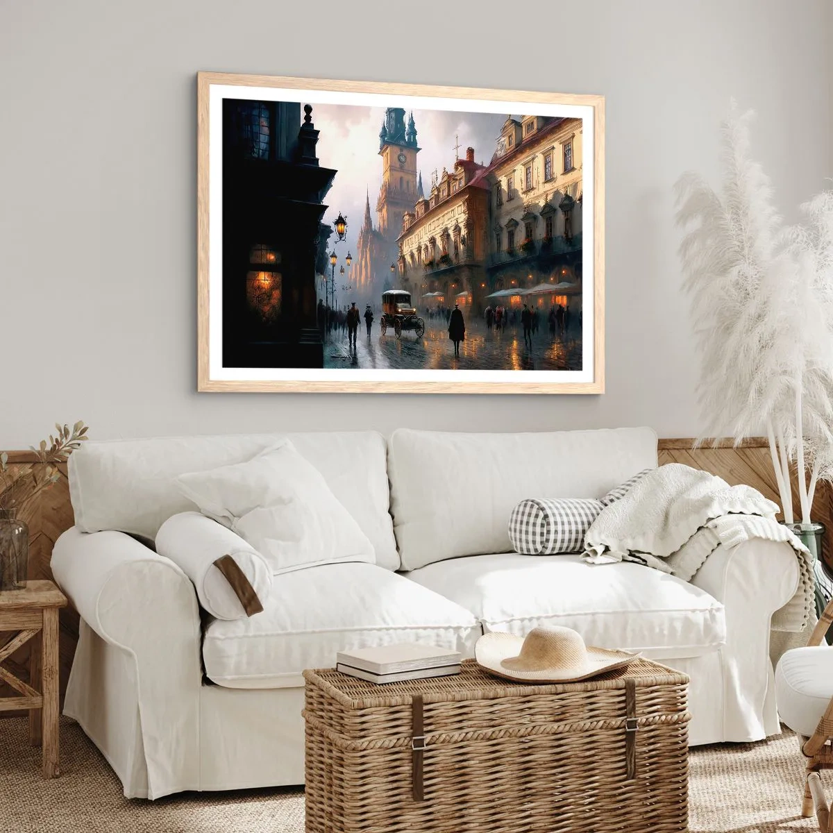 Poster in cornice rovere chiaro - Il fascino delle sere di Praga - 40x30 cm