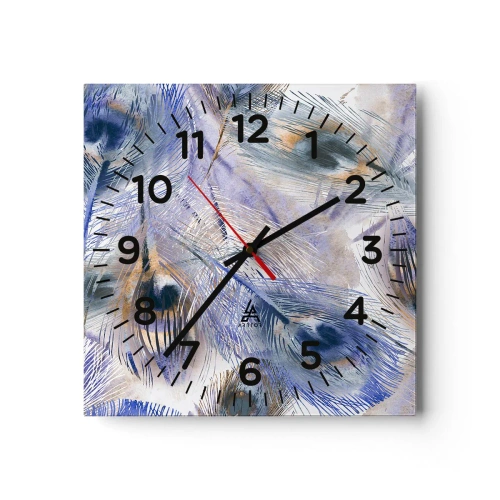 Orologio da parete - Orologio in Vetro - Composizione a occhio di pavone - 30x30 cm