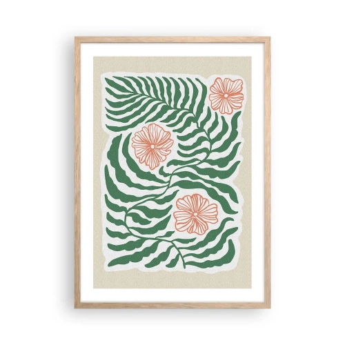 Poster in cornice rovere chiaro - Fioritura nel verde - 50x70 cm