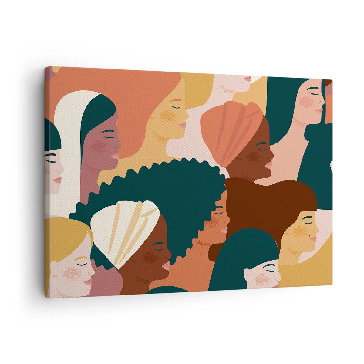 Quadro su tela - Stampe su Tela - Profili colorati di donne in vari stili - 70x50cm - Solo femminilità - Decorazione murale moderna per soggiorno e camera da letto ARTTOR