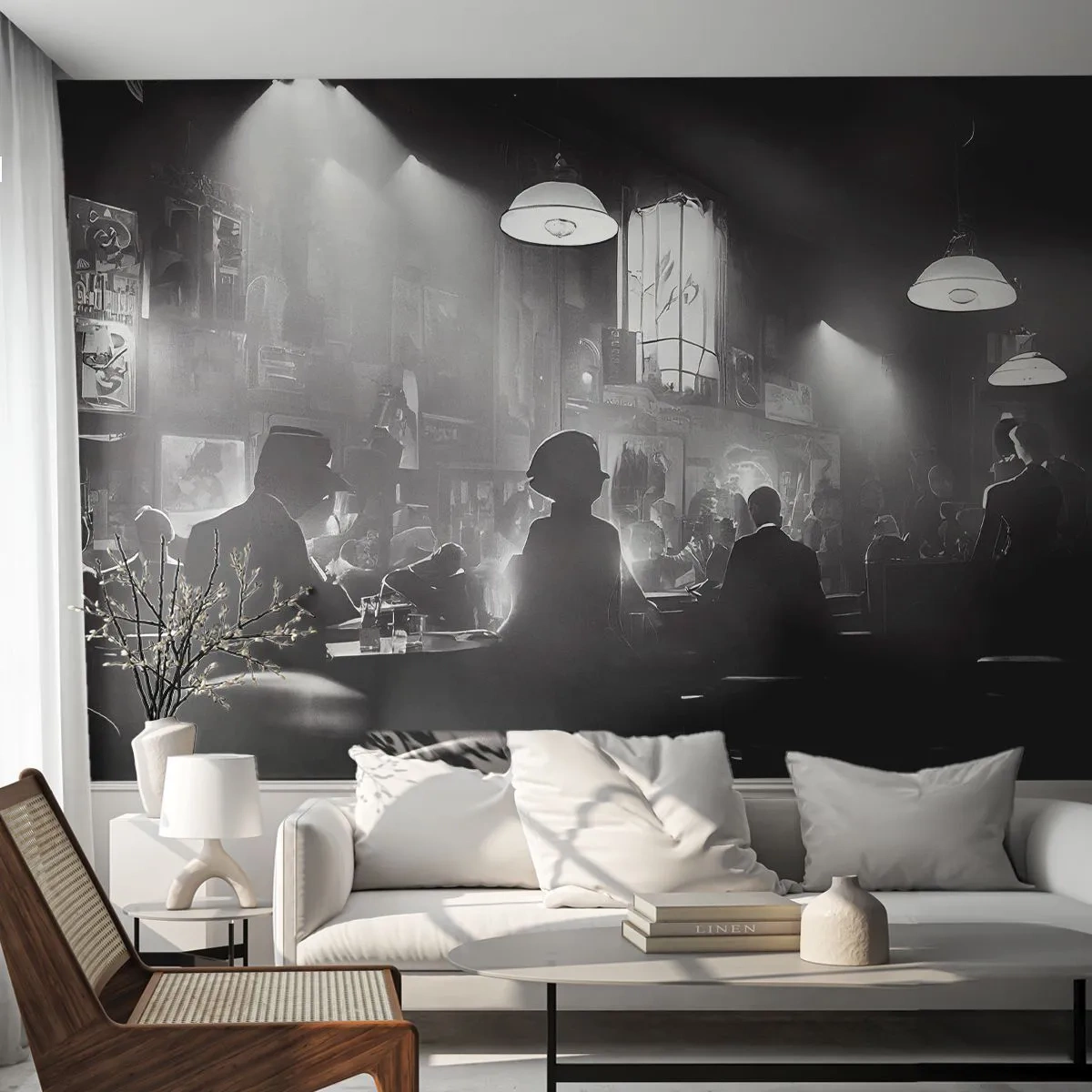 Fotomurali Premium Sand - Nell'atmosfera jazz - Sbarra, retrò, Persone - 100x70 cm