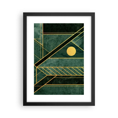 Poster in cornice nera - Dinamica di oro e azzurro - 30x40 cm