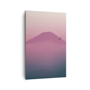 Quadro su tela - Stampe su Tela - Paesaggio minimalista con montagne e uccelli all'alba - 80x120cm - Viandanti sopra le nuvole - Decorazione murale moderna per soggiorno e camera da letto ARTTOR