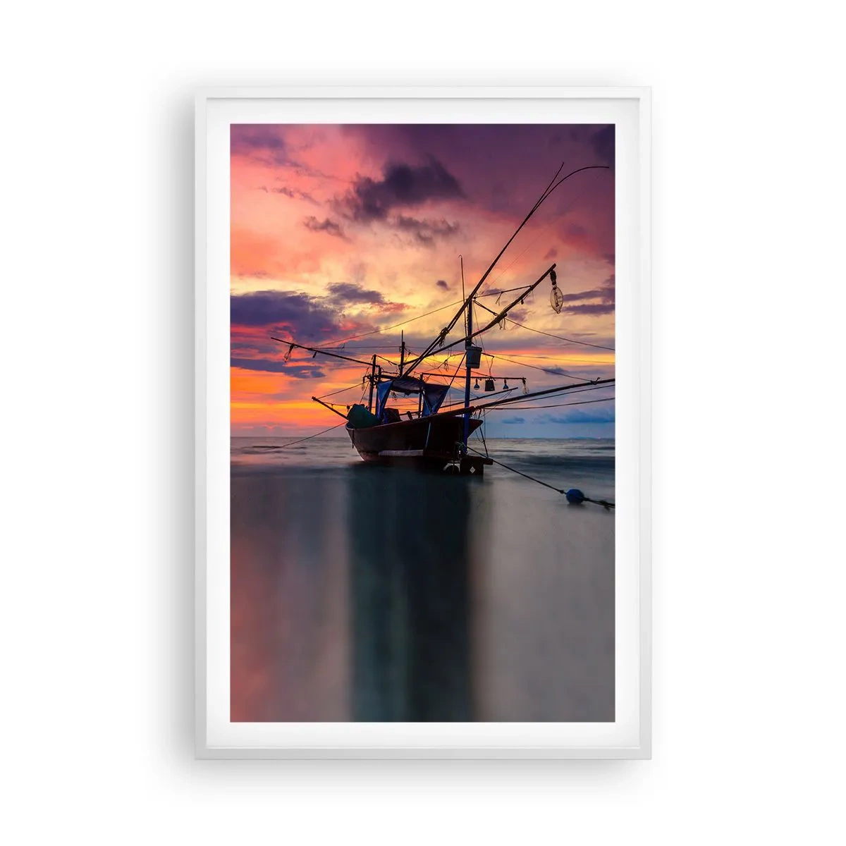 Poster in cornice bianca - Sera esotica - 61x91 cm