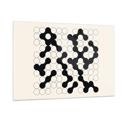 Quadro su vetro - Un mosaico grafico in bianco e nero composto da punti collegati. - 120x80cm - Gioco cinese: variazione - Decorazione murale moderna per soggiorno e camera da letto ARTTOR
