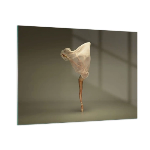 Quadro su vetro - Una ballerina in una posa delicata con il velo sollevato - 100x70cm - Adesso vola via - Decorazione murale moderna per soggiorno e camera da letto ARTTOR