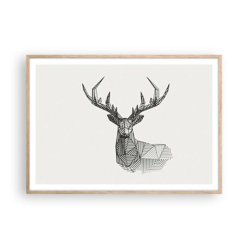Poster in cornice rovere chiaro - Cervo in stile cubista - 100x70 cm