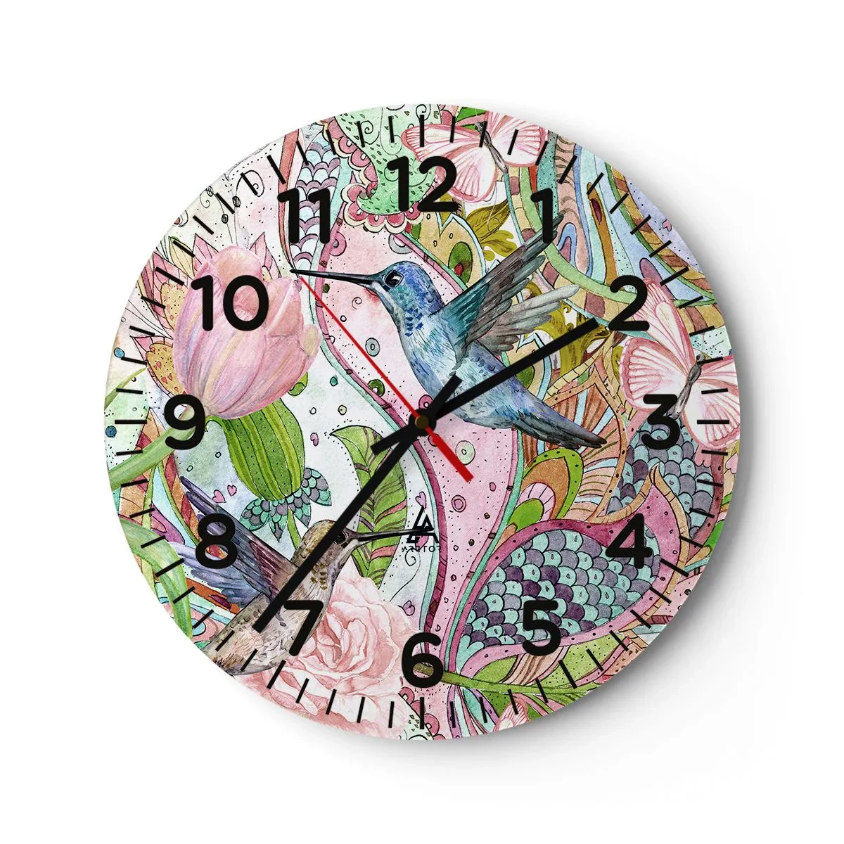 Orologio da parete - Orologio in Vetro - Intrecciate nei rami - 40x40 cm