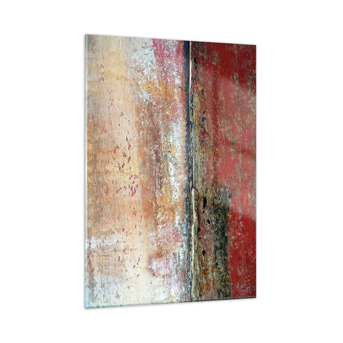 Quadro su vetro - Texture astratta nei toni del rosso e dell'ocra - 50x70cm - Forse è il mare - Decorazione murale moderna per soggiorno e camera da letto ARTTOR