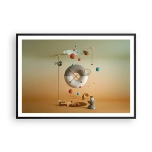 Poster in cornice nera - Figure geometriche in colori pastello in una disposizione surrealista - 100x70cm - Tutto può succedere - Decorazione murale moderna per soggiorno e camera da letto ARTTOR