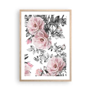 Poster in cornice rovere chiaro - Perdersi tra le rose - 50x70 cm