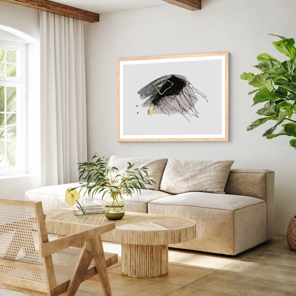 Poster in cornice rovere chiaro - In nero e in oro - 100x70 cm